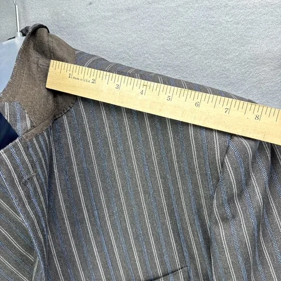 Mabro Suit Mens IT 54L‎ US 44L 2PC 34x30.5 Brown Blue Striped Wool Super 100s